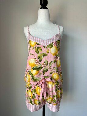 🍋 P.J. Salvage Lemon Print Cami & Shorts Matching Pajama Set In Full Bloom